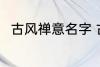 古风禅意名字 古风禅意名字有哪些